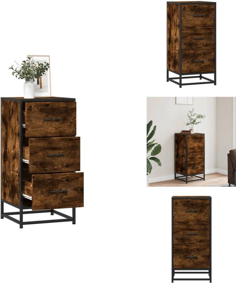 VidaXL Dressoir Dressoirs Opbergkast Wandkast Dressoir 35 5x35x76 cm bewerkt hout en metaal gerookt eiken