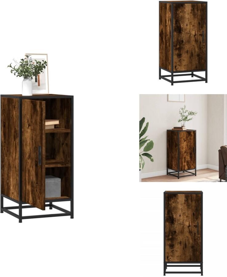 VidaXL Dressoir Dressoirs Opbergkast Wandkast Dressoir 35 5x35x76 cm bewerkt hout en metaal gerookt eiken