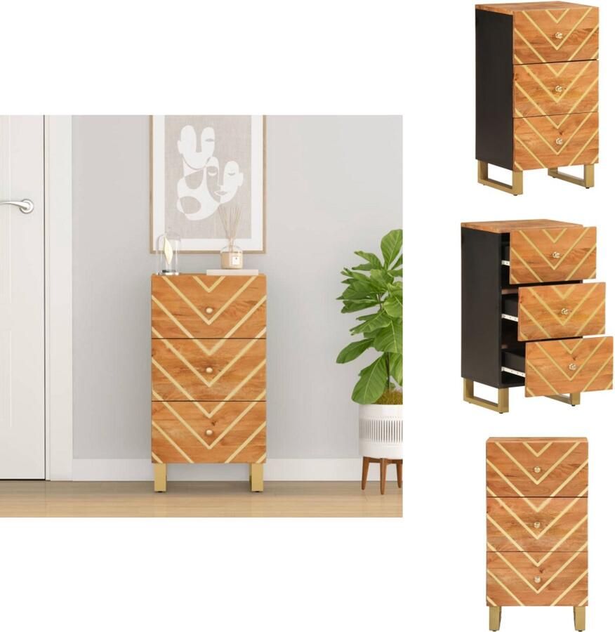 VidaXL Dressoir Dressoirs Opbergkast Wandkast Dressoir 40x33 5x75 cm massief mangohout bruin en zwart