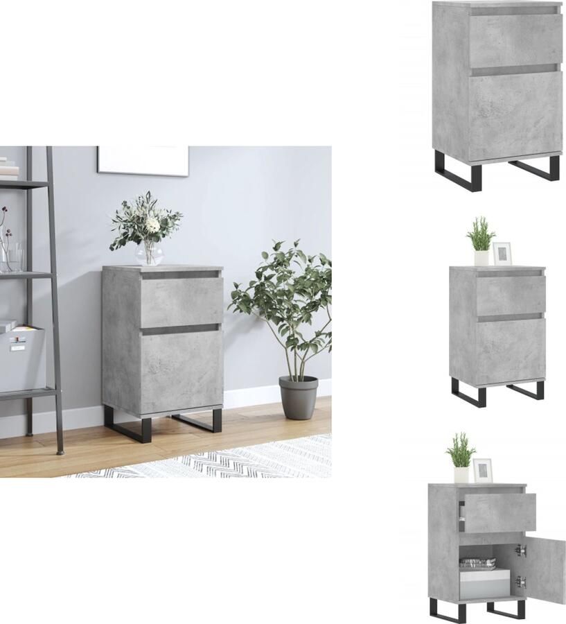 VidaXL Dressoir Dressoirs Opbergkast Wandkast Dressoir 40x35x70 cm bewerkt hout betongrijs - Foto 2