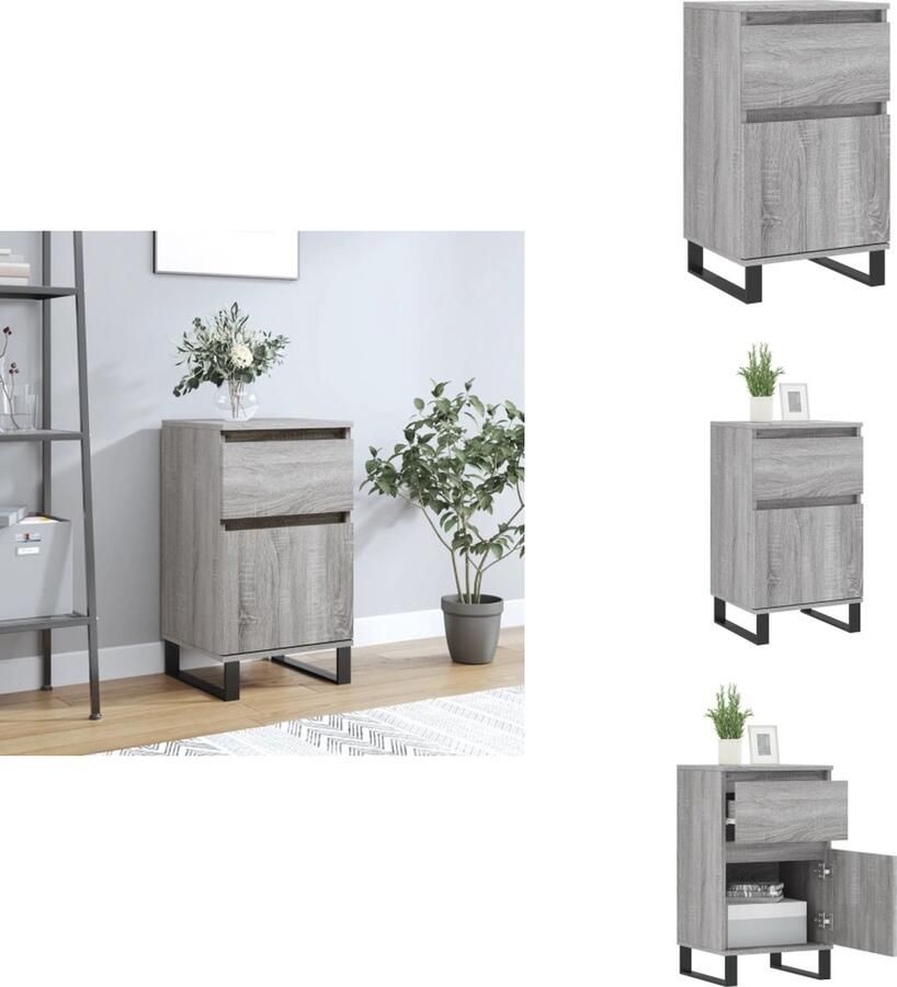VidaXL Dressoir Dressoirs Opbergkast Wandkast Dressoir 40x35x70 cm bewerkt hout grijs sonoma - Foto 2