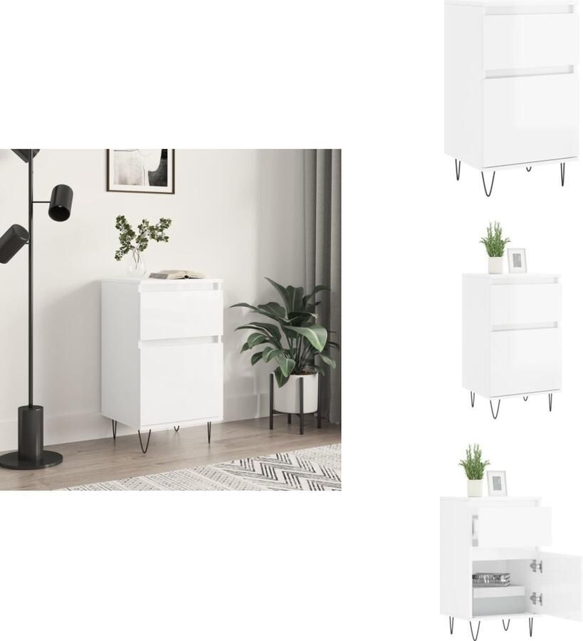 VidaXL Dressoir Dressoirs Opbergkast Wandkast Dressoir 40x35x70 cm bewerkt hout hoogglans wit