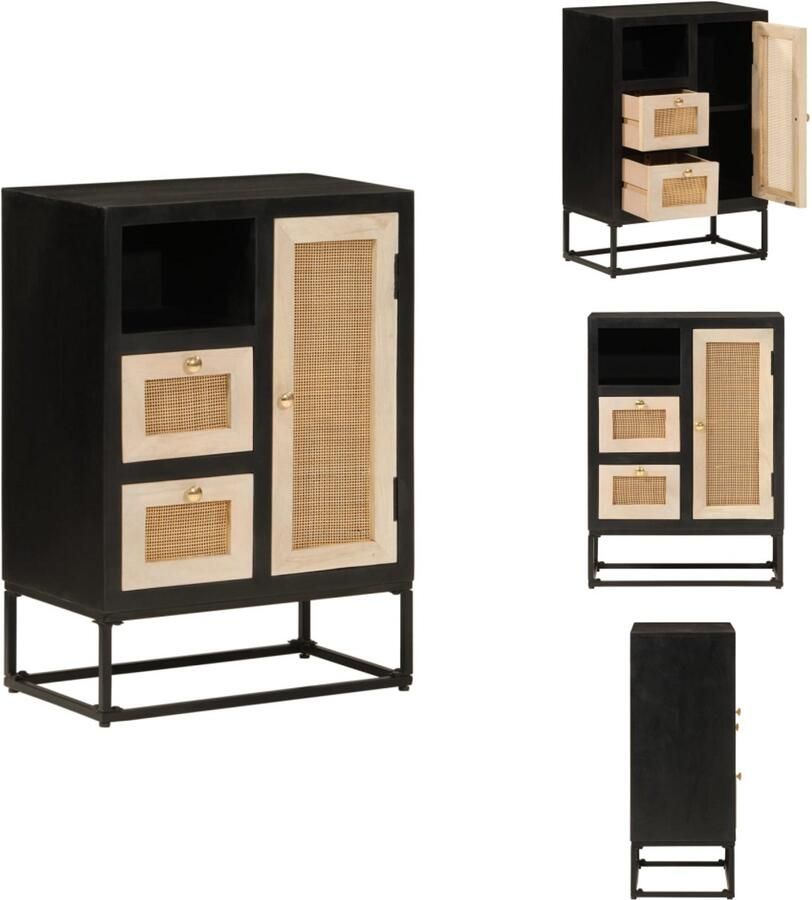 VidaXL Dressoir Dressoirs Opbergkast Wandkast Dressoir 55x30x76 cm massief mangohout en ijzer zwart