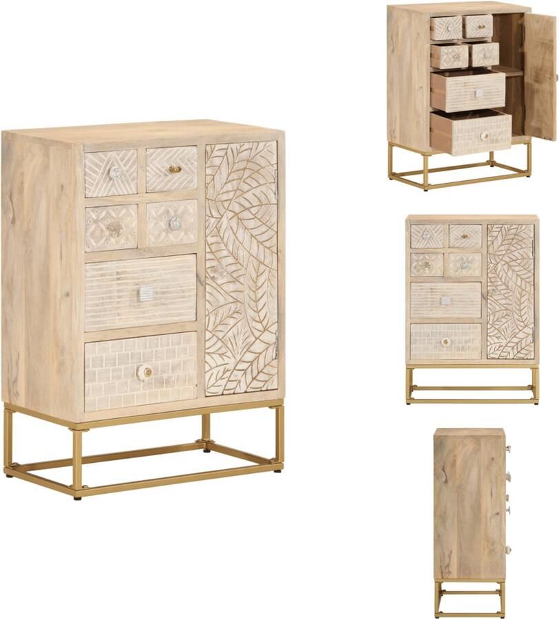 VidaXL Dressoir Dressoirs Opbergkast Wandkast Dressoir 55x30x76 cm massief mangohout en ijzer