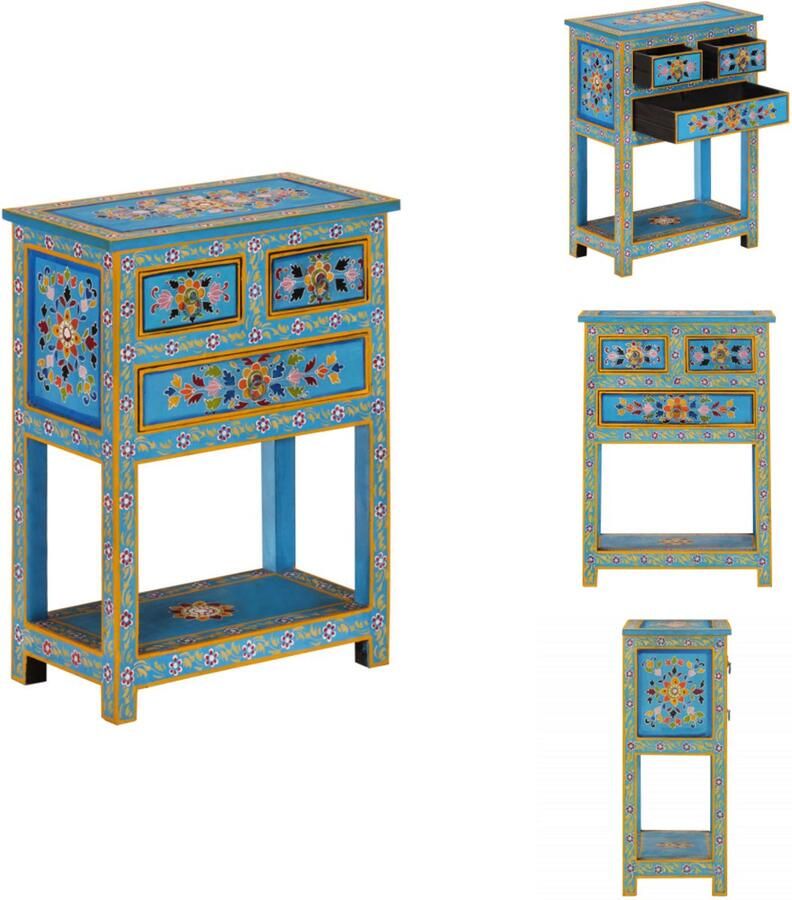 VidaXL Dressoir Dressoirs Opbergkast Wandkast Dressoir 55x30x76 cm massief mangohout turquoise