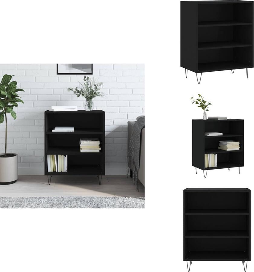 VidaXL Dressoir Dressoirs Opbergkast Wandkast Dressoir 57x35x70 cm bewerkt hout zwart - Foto 2