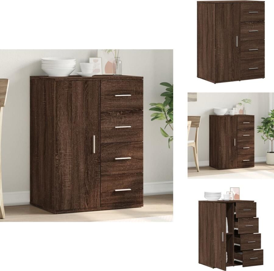 VidaXL Dressoir Dressoirs Opbergkast Wandkast Dressoir 59x39x80 cm bewerkt hout bruin eikenkleur