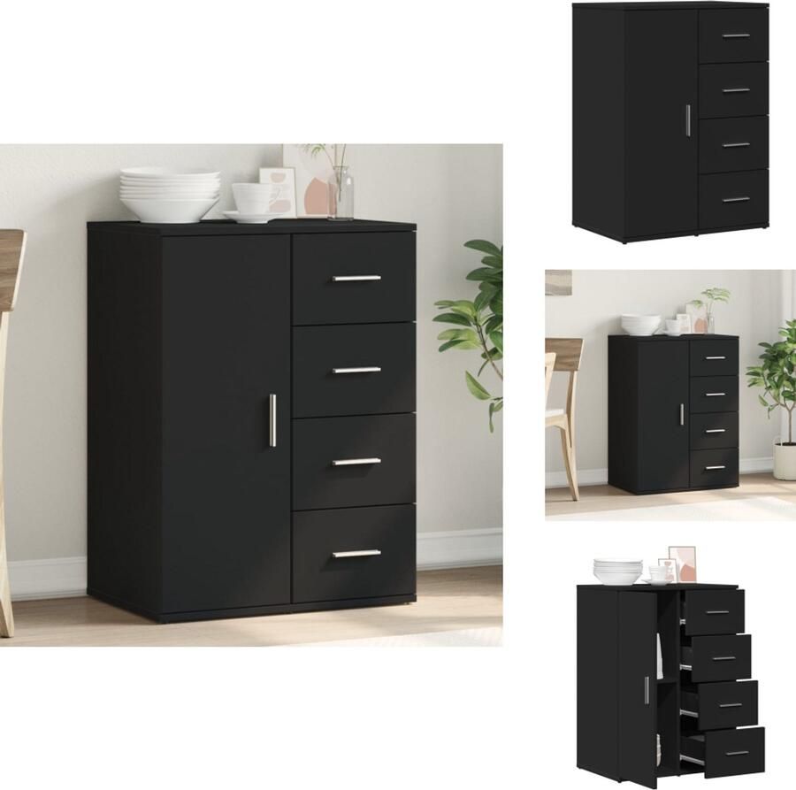VidaXL Dressoir Dressoirs Opbergkast Wandkast Dressoir 59x39x80 cm bewerkt hout zwart