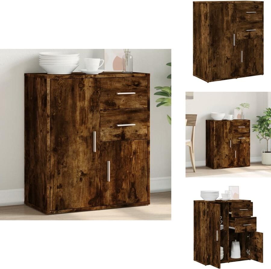 VidaXL Dressoir 60x31x70 cm bewerkt hout gerookt eikenkleurig Dressoir Tv-meubel Houten Dressoir Bruine Dressoir Vintage Dressoir - Foto 2