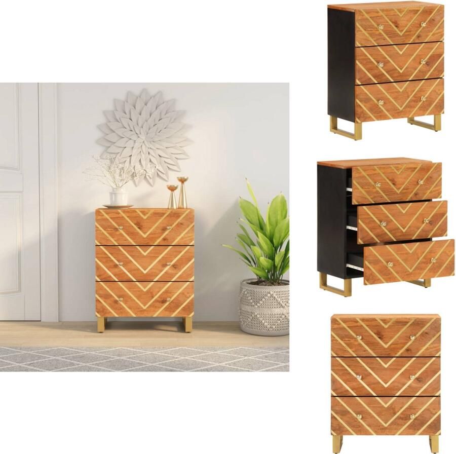 VidaXL Dressoir Dressoirs Opbergkast Wandkast Dressoir 60x33 5x75 cm massief mangohout bruin en zwart