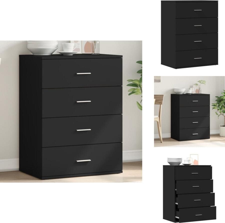 VidaXL Dressoir Dressoirs Opbergkast Wandkast Dressoir 60x39x80 cm bewerkt hout zwart