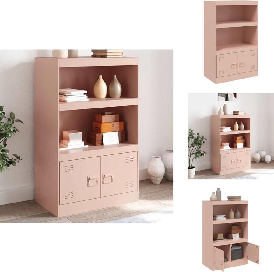 VidaXL Dressoir Dressoirs Opbergkast Wandkast Dressoir 67x39x107 cm staal roze