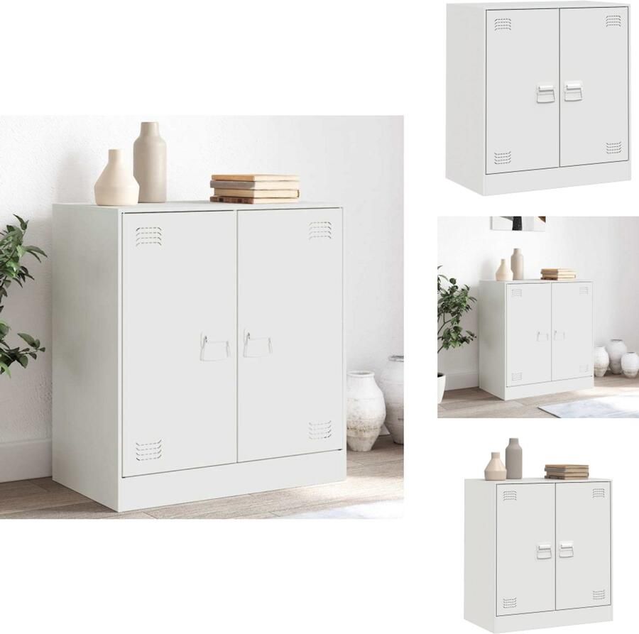 VidaXL Dressoir Dressoirs Opbergkast Wandkast Dressoir 67x39x73 cm staal wit