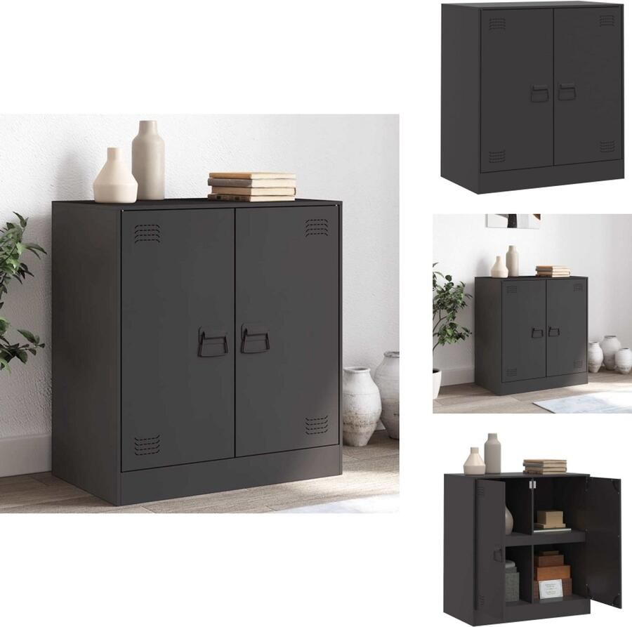 VidaXL Dressoir Dressoirs Opbergkast Wandkast Dressoir 67x39x73 cm staal zwart