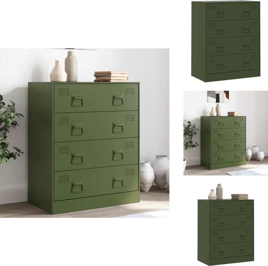 VidaXL Dressoir Dressoirs Opbergkast Wandkast Dressoir 67x39x83 cm staal olijfgroen