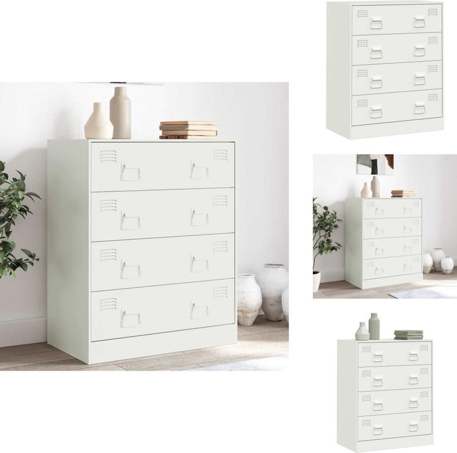 VidaXL Dressoir Dressoirs Opbergkast Wandkast Dressoir 67x39x83 cm staal wit