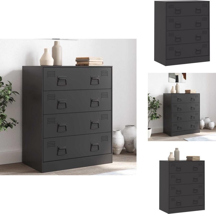 VidaXL Dressoir Dressoirs Opbergkast Wandkast Dressoir 67x39x83 cm staal zwart