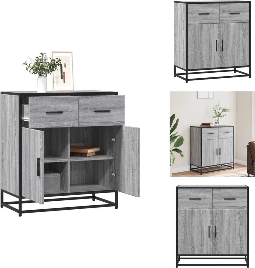 VidaXL Dressoir Dressoirs Opbergkast Wandkast Dressoir 68x35x76 cm bewerkt hout grijs sonoma eikenkleurig