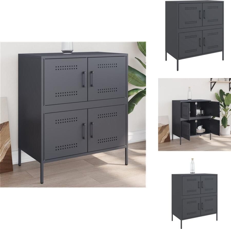 VidaXL Dressoir Dressoirs Opbergkast Wandkast Dressoir 68x39x79 cm staal antracietkleurig