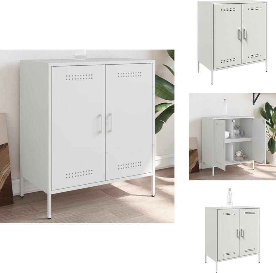 VidaXL Dressoir Dressoirs Opbergkast Wandkast Dressoir 68x39x79 cm staal wit