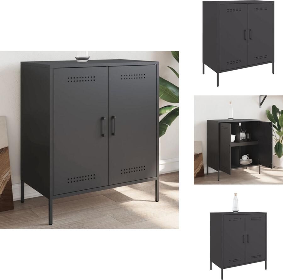 VidaXL Dressoir Dressoirs Opbergkast Wandkast Dressoir 68x39x79 cm staal zwart