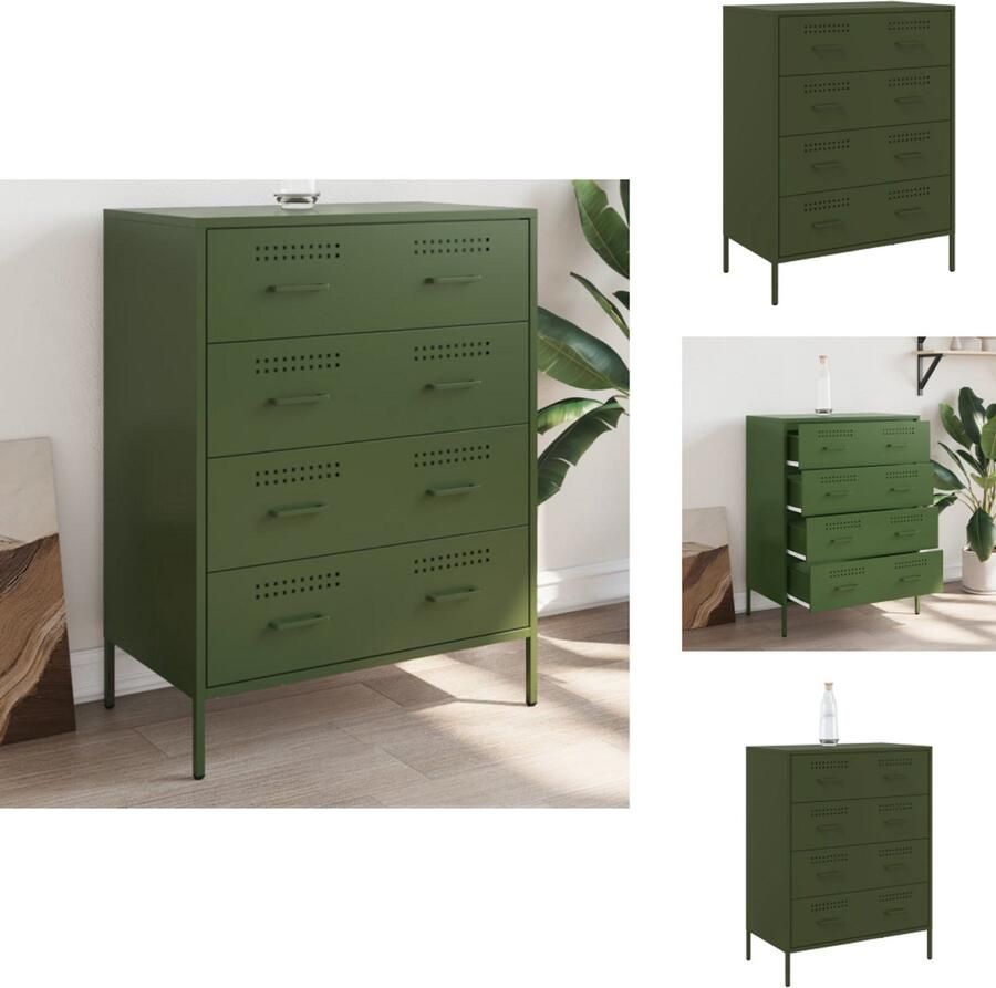 VidaXL Dressoir Dressoirs Opbergkast Wandkast Dressoir 68x39x89 cm staal olijfgroen