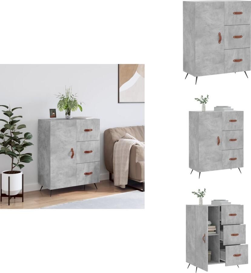 VidaXL Dressoir Betongrijs s Dressoirs 69.5x34x90 cm Stevig bewerkt hout en metaal Keukenkast - Foto 5
