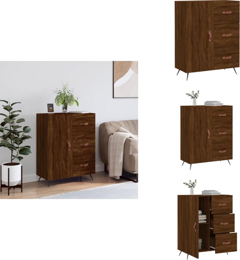 VidaXL Dressoir Klassiek Bruineiken 69.5 x 34 x 90 cm Opbergruimte en Decoratieve Functie Bewerkt Hout Keukenkast