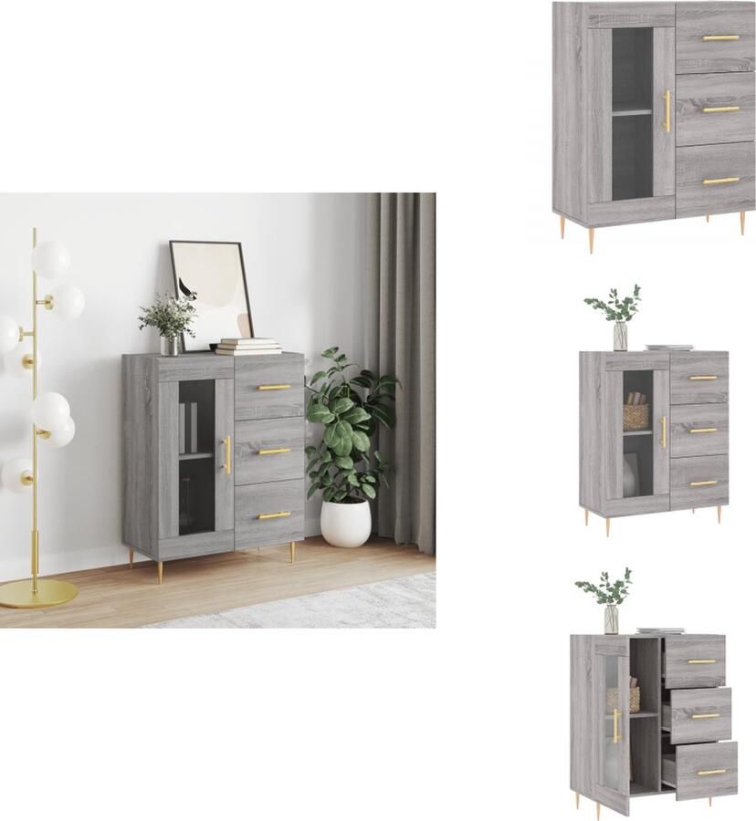 VidaXL Dressoir Dressoirs Opbergkast Wandkast Dressoir 69 5x34x90 cm bewerkt hout grijs sonoma eikenkleurig - Foto 4