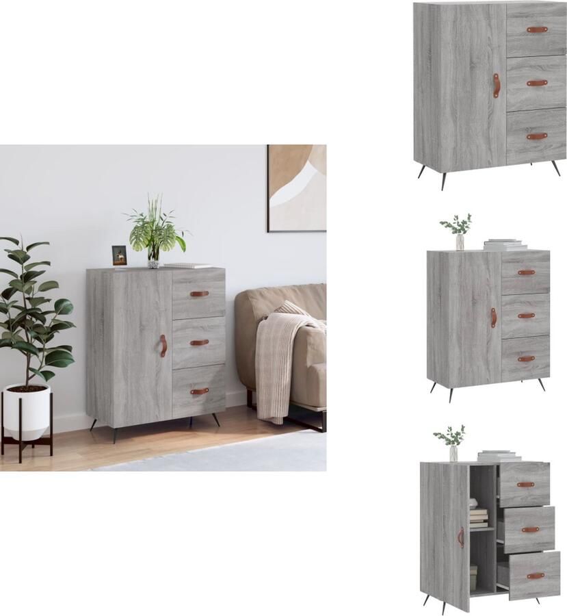 VidaXL Dressoir Dressoirs Opbergkast Wandkast Dressoir 69 5x34x90 cm bewerkt hout grijs sonoma eikenkleurig - Foto 3