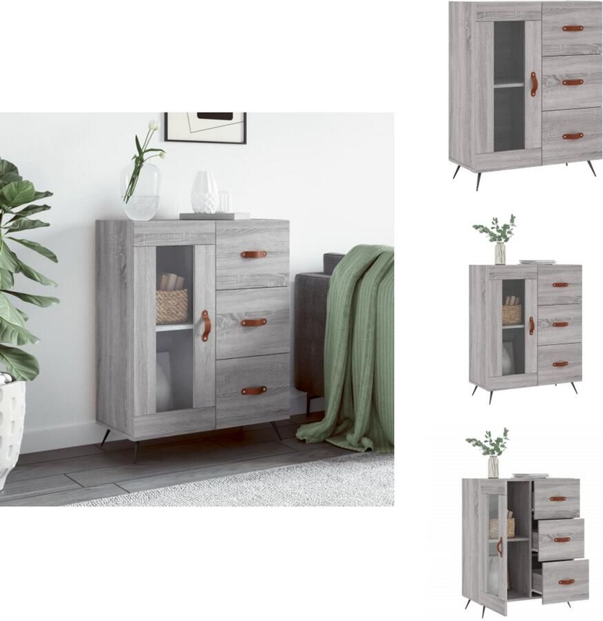 VidaXL Dressoir Dressoirs Opbergkast Wandkast Dressoir 69 5x34x90 cm bewerkt hout grijs sonoma eikenkleurig - Foto 2