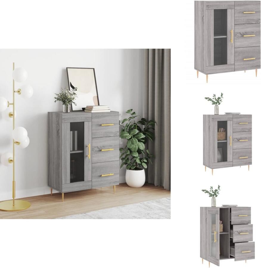 VidaXL Dressoir Dressoirs Opbergkast Wandkast Dressoir 69 5x34x90 cm bewerkt hout grijs sonoma eikenkleurig