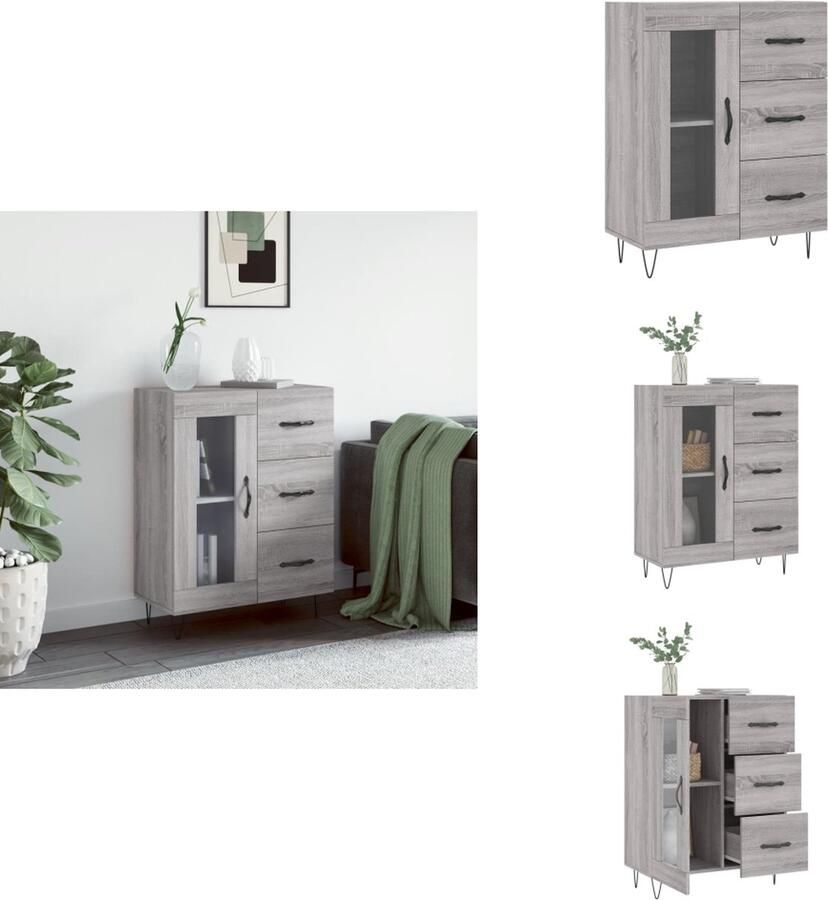 VidaXL Dressoir Dressoirs Opbergkast Wandkast -Dressoir-69-5x34x90-cm-bewerkt-hout-grijs-sonoma-eikenkleurig