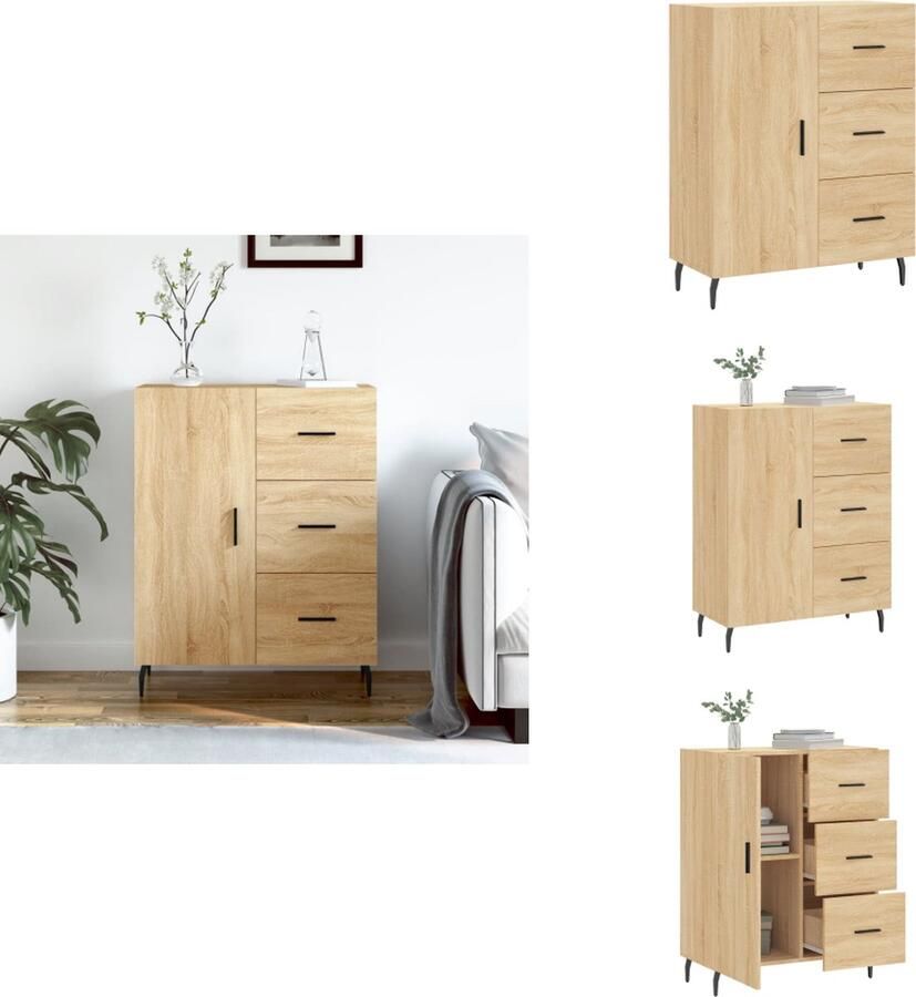 VidaXL Dressoir Dressoirs Opbergkast Wandkast Dressoir 69-5x34x90 cm bewerkt hout sonoma eikenkleurig