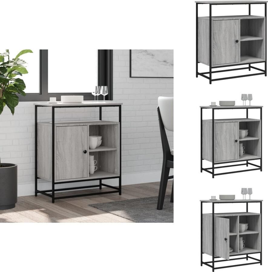 VidaXL Dressoir Dressoirs Opbergkast Wandkast Dressoir 69x35x80 cm bewerkt hout grijs sonoma eikenkleurig