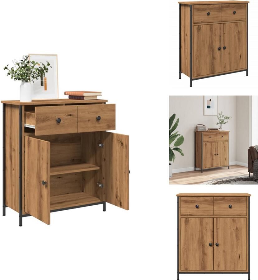 VidaXL Dressoir Dressoirs Opbergkast Wandkast Dressoir 70x30x80 cm bewerkt hout artisanaal eikenkleur