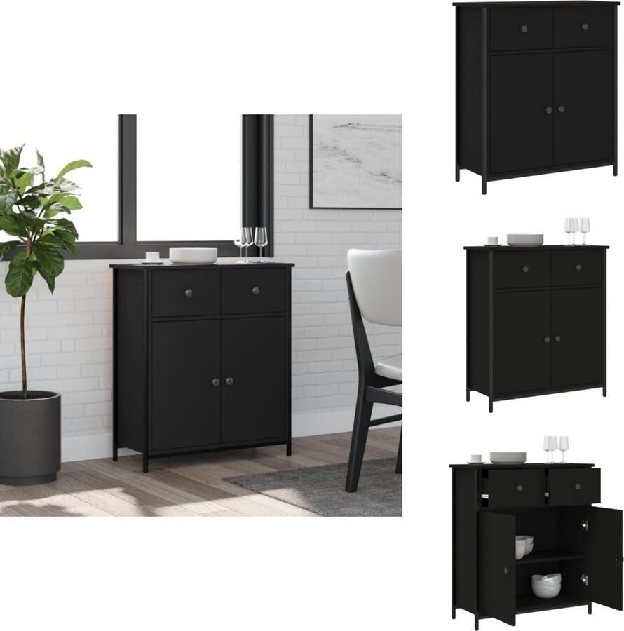 VidaXL Dressoir Dressoirs Opbergkast Wandkast Dressoir 70x30x80 cm bewerkt hout zwart