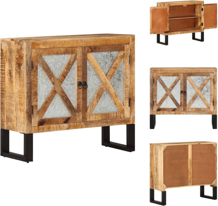 VidaXL Dressoir Dressoirs Opbergkast Wandkast Dressoir 80x30x71 cm massief ruw mangohout en metaal