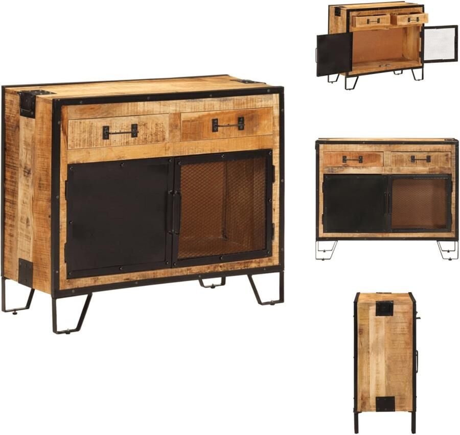 VidaXL Dressoir Dressoirs Opbergkast Wandkast Dressoir 80x31x66 cm massief ruw mangohout en metaal