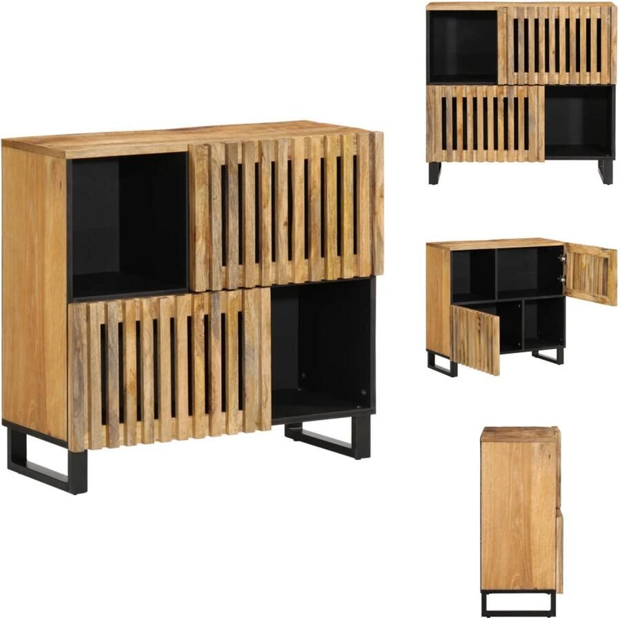 VidaXL Dressoir Dressoirs Opbergkast Wandkast Dressoir 80x34x75 cm massief ruw mangohout