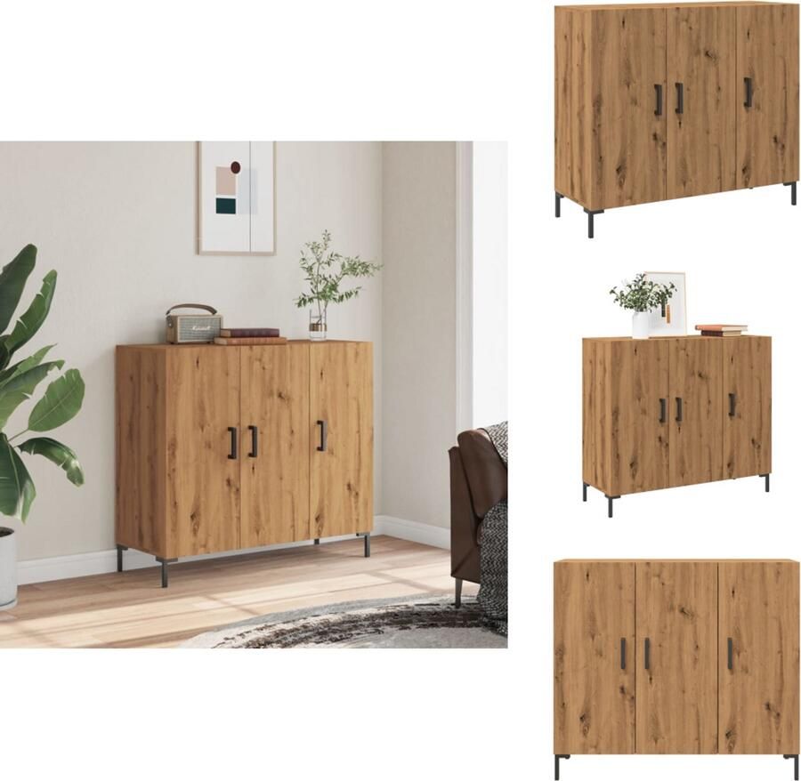 VidaXL Dressoir Dressoirs Opbergkast Wandkast Dressoir 90x34x80 cm bewerkt hout artisanaal eikenkleurig