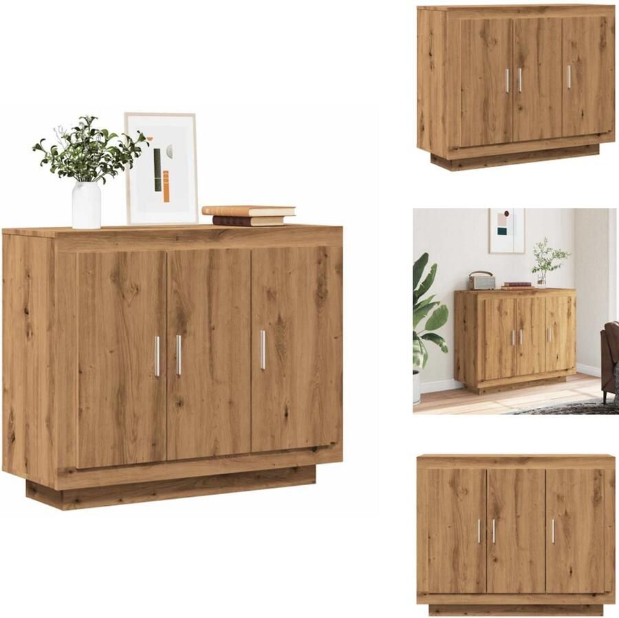 VidaXL Dressoir Dressoirs Opbergkast Wandkast Dressoir 92x35x75 cm bewerkt hout artisanaal eikenkleur
