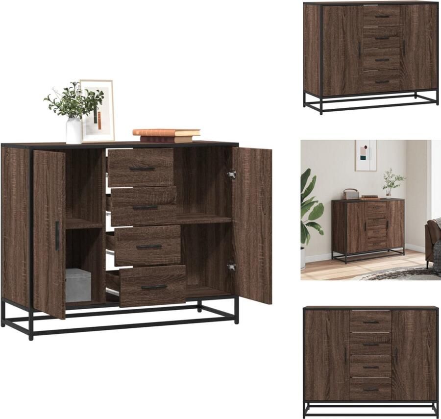 VidaXL Dressoir Dressoirs Opbergkast Wandkast Dressoir 92x35x76 cm bewerkt hout bruin eikenkleurig