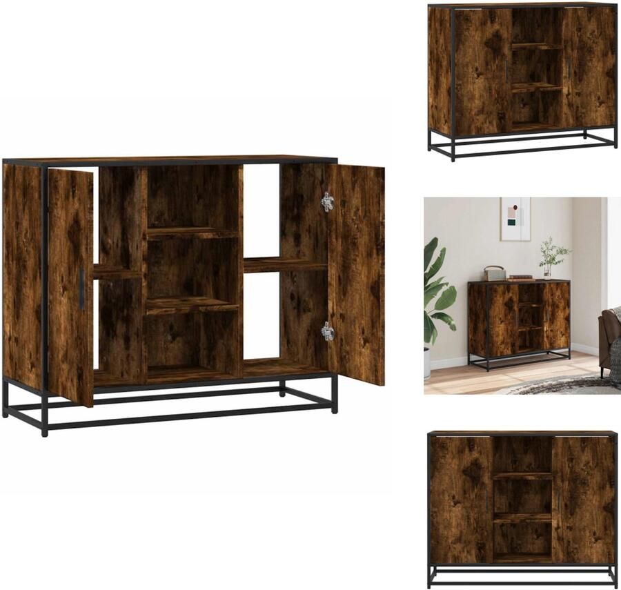 VidaXL Dressoir Dressoirs Opbergkast Wandkast Dressoir 92x35x76 cm bewerkt hout gerookt eikenkleurig - Foto 2