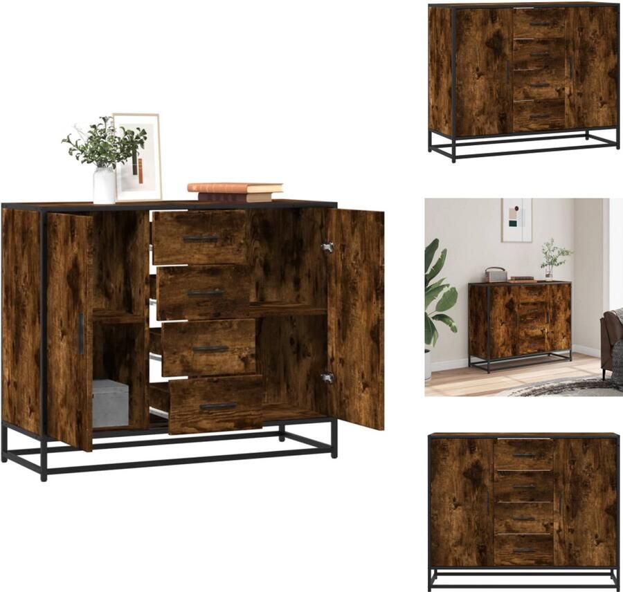 VidaXL Dressoir Dressoirs Opbergkast Wandkast Dressoir 92x35x76 cm bewerkt hout gerookt eikenkleurig