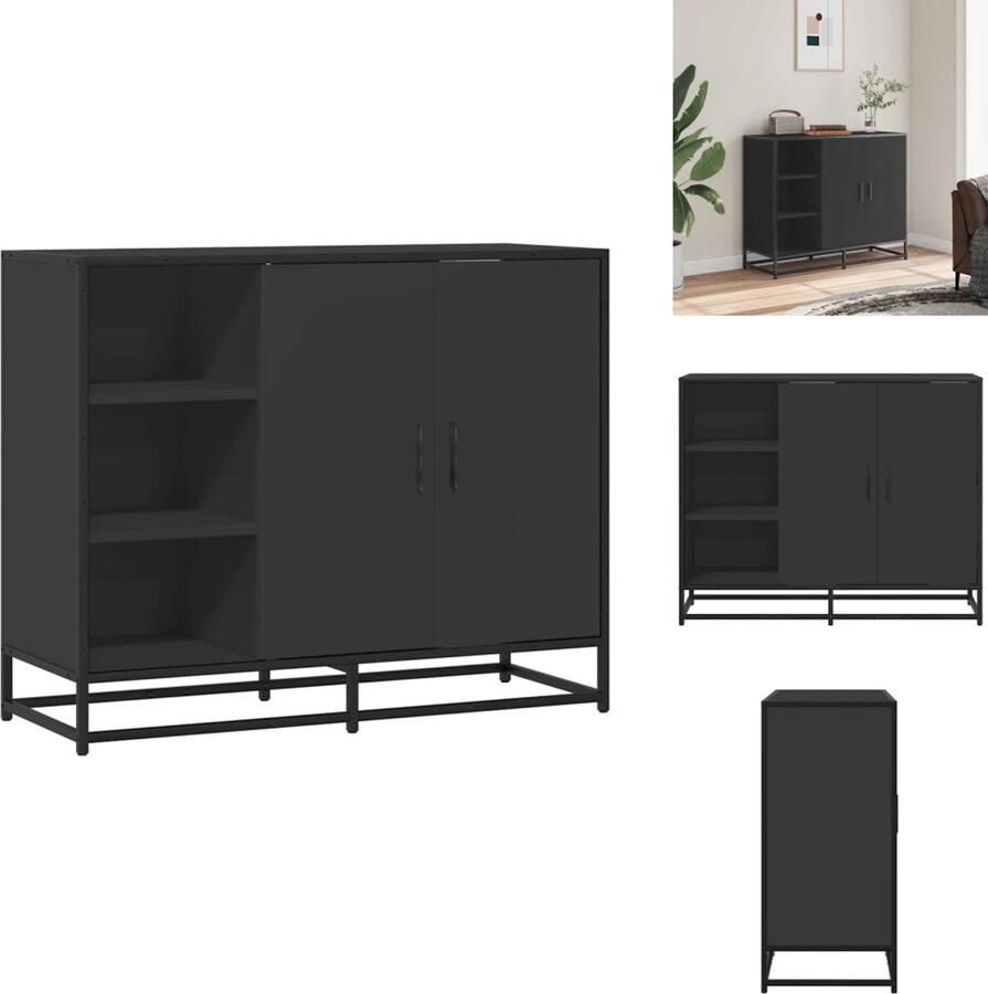 VidaXL Dressoir Dressoirs Opbergkast Wandkast Dressoir 92x35x76 cm bewerkt hout zwart