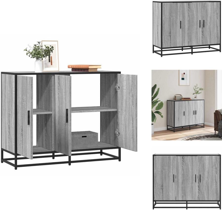 VidaXL Dressoir Dressoirs Opbergkast Wandkast Dressoir 94x35x76 cm bewerkt hout grijs sonoma eikenkleurig