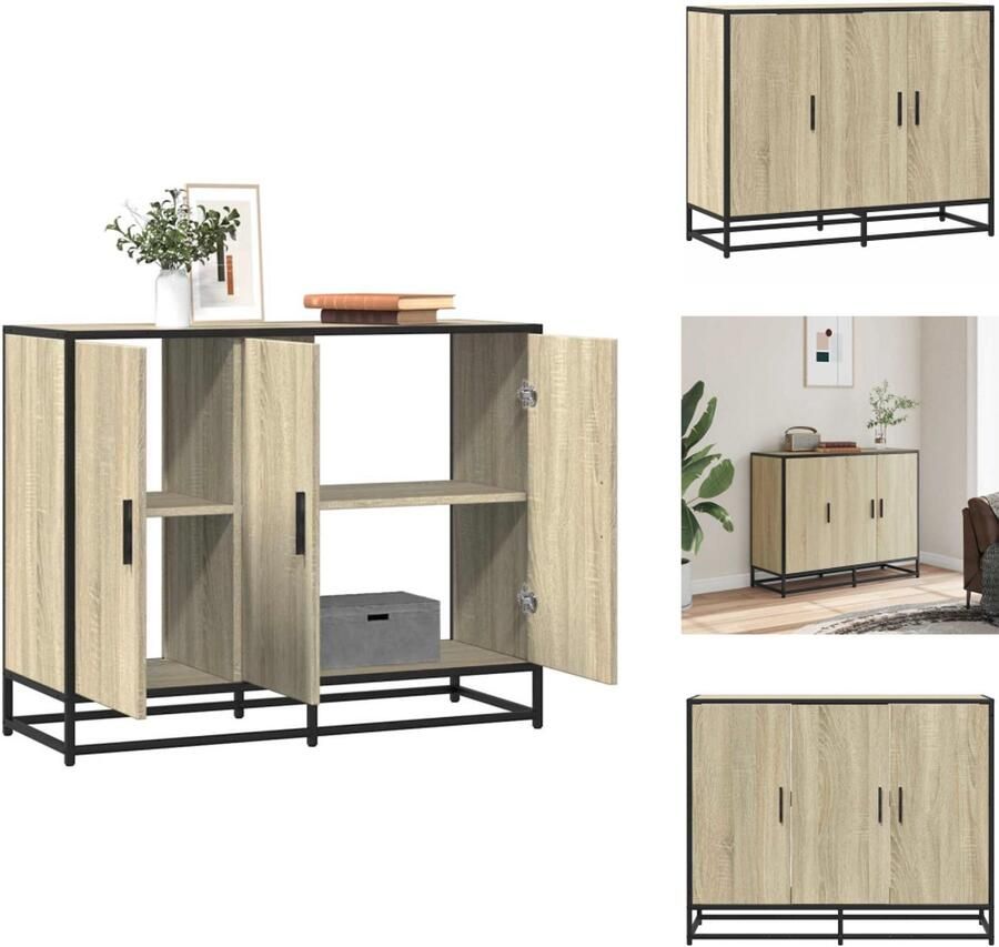 VidaXL Dressoir Dressoirs Opbergkast Wandkast Dressoir 94x35x76 cm bewerkt hout sonoma eikenkleurig