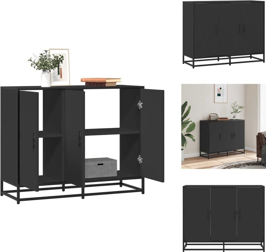 VidaXL Dressoir Dressoirs Opbergkast Wandkast Dressoir 94x35x76 cm bewerkt hout zwart