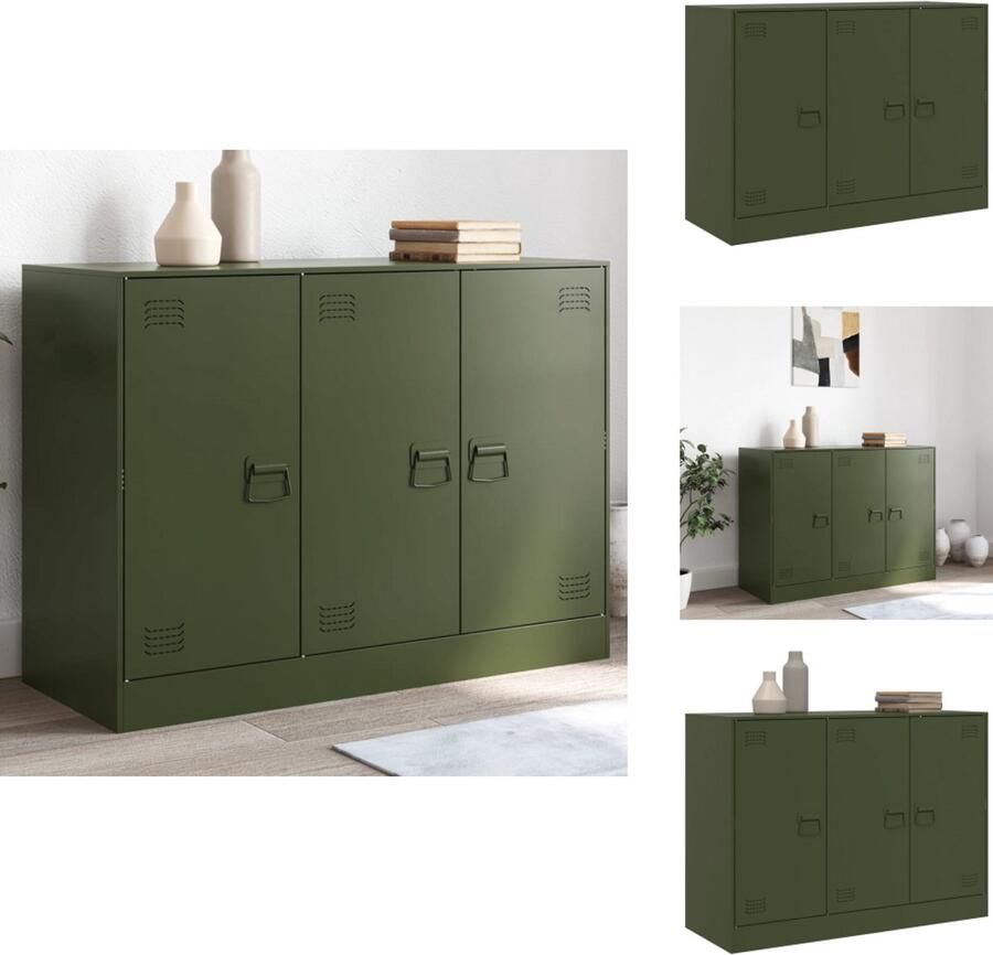 VidaXL Dressoir Dressoirs Opbergkast Wandkast Dressoir 99x39x73 cm staal olijfgroen